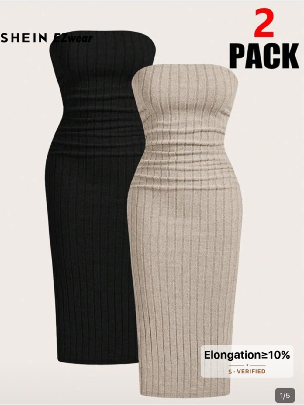 Shein EZ Wear 2pc Ribbed Bandeau Dresses